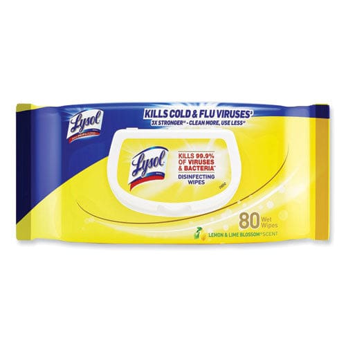 LYSOL Brand Disinfecting Wipes Flatpacks 6.69 X 7.87 Lemon And Lime Blossom 80 Wipes/flat Pack 6 Flat Packs/carton - School Supplies -