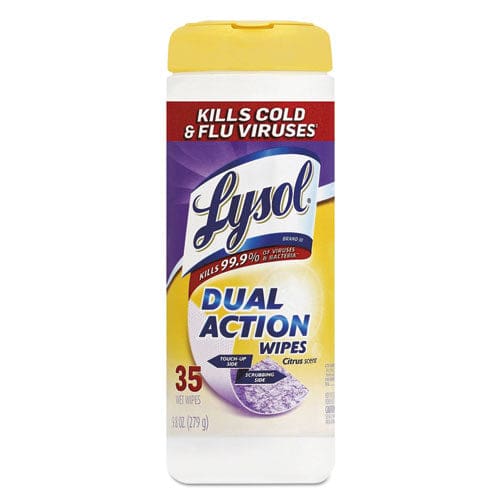 LYSOL Brand Dual Action Disinfecting Wipes 7 X 7.5 Citrus White/purple 35/canister 12 Canisters/carton - School Supplies - LYSOL® Brand