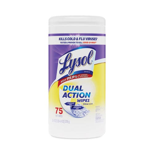 LYSOL Brand Dual Action Disinfecting Wipes 7 X 7.5 Citrus White/purple 75/canister - School Supplies - LYSOL® Brand