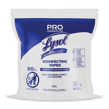 LYSOL Brand Professional Disinfecting Wipe Bucket Refill 6 X 8 Lemon And Lime Blossom 800 Wipes/bag 2 Refill Bags/carton - School Supplies -