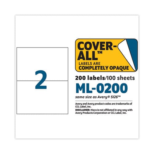 MACO Cover-all Opaque Laser/inkjet Shipping Labels Internet Format 5.5 X 8.5 White 2 Labels/sheet 100 Sheets/box - Office - MACO®