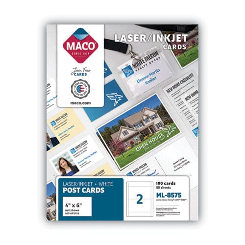 MACO Unruled Microperforated Laser/inkjet Post Cards 4 X 6 White 100 Cards 2 Cards/sheet 50 Sheets/box - School Supplies - MACO®