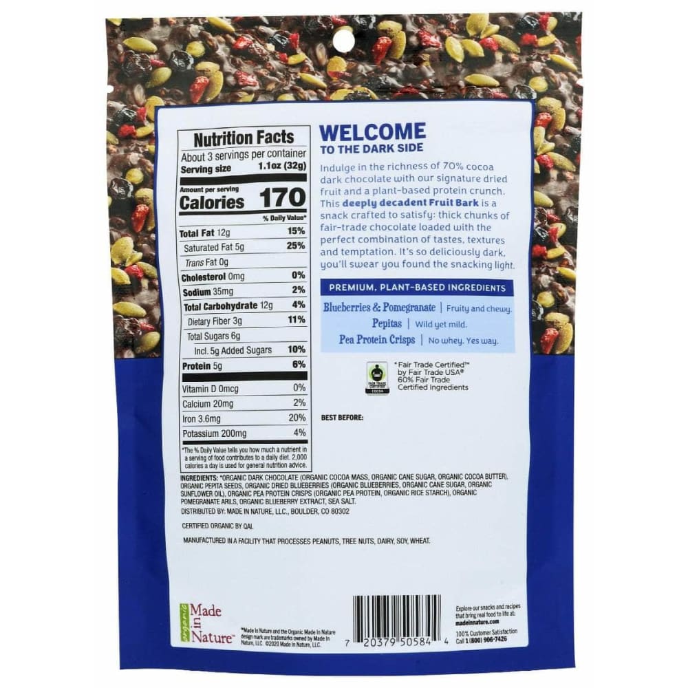 MADE IN NATURE Grocery > Refrigerated MADE IN NATURE: Fruit Bark Crunch Blueberry Pomegranate, 3.4 oz