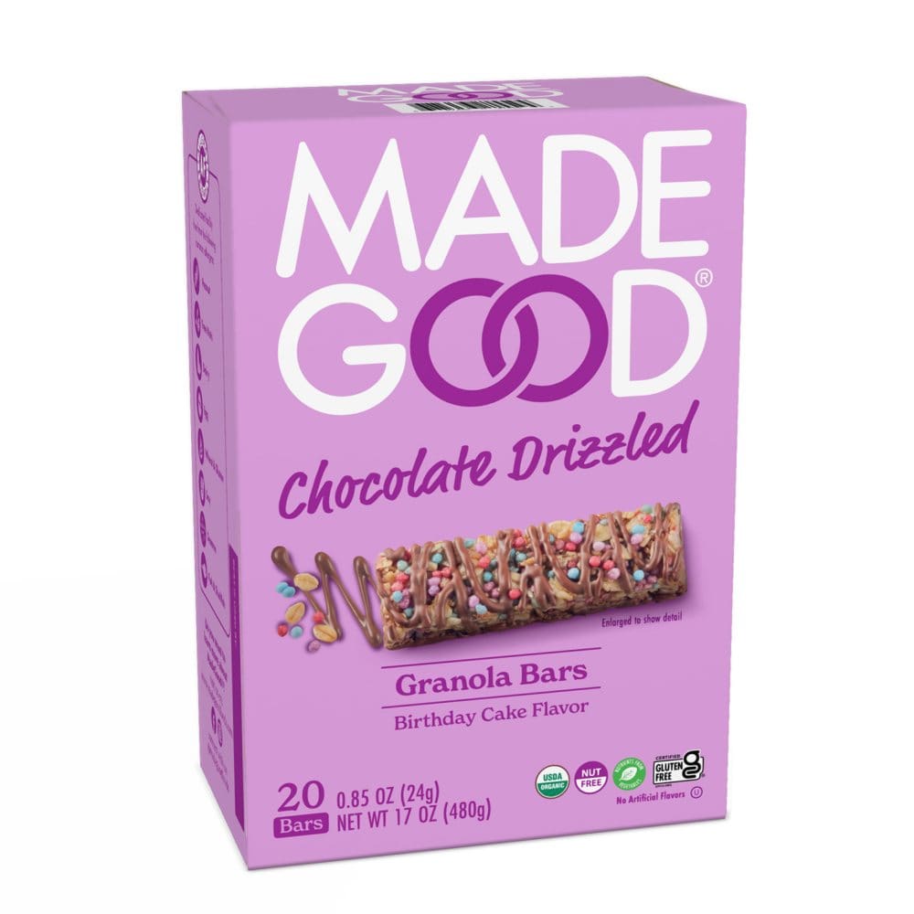 MadeGood Birthday Cake Drizzled Bars (0.85 oz. 20 pk.) - Pantry Limited Time Buys - MadeGood