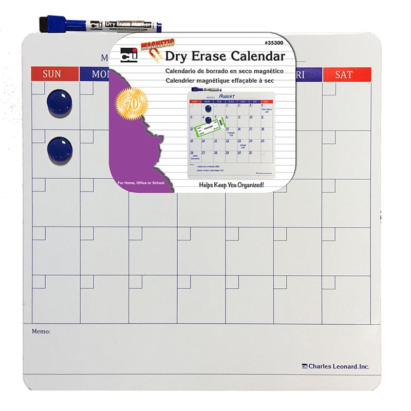 Magnetic Dry Erase Calendar 6 Each - Calendars - Charles Leonard