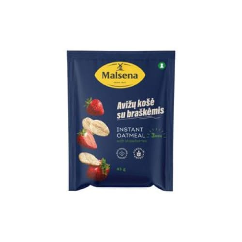 MALSENA Quickly Prepared Oatflakes Porridge with Strawberries 1.59 oz. (45 g.) - Malsena