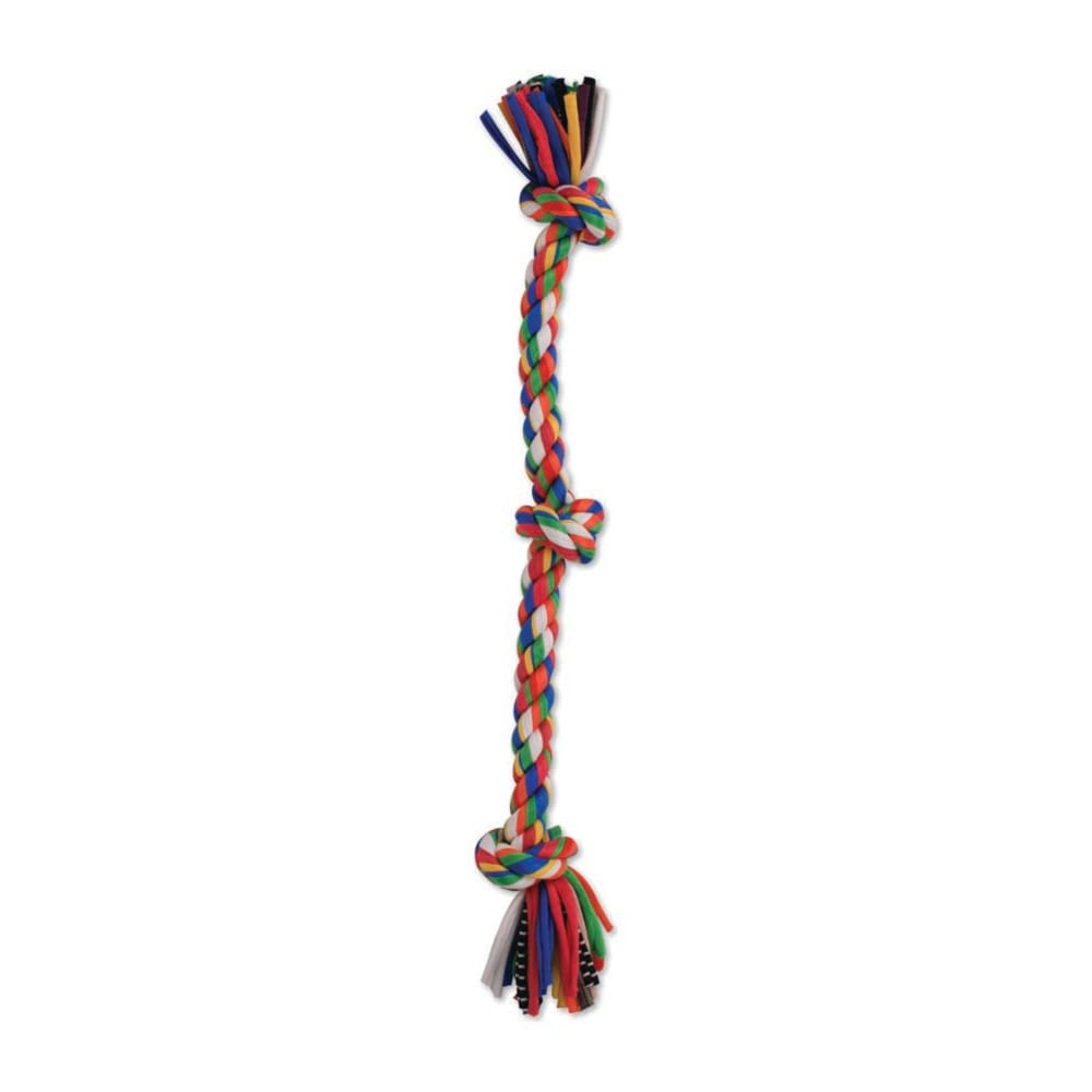 Mammoth Pet Products Cloth Dog Toy Rope 3 Knot Tug 3 Knots Multi-Color 20 in Medium - Pet Supplies - Mammoth Pet