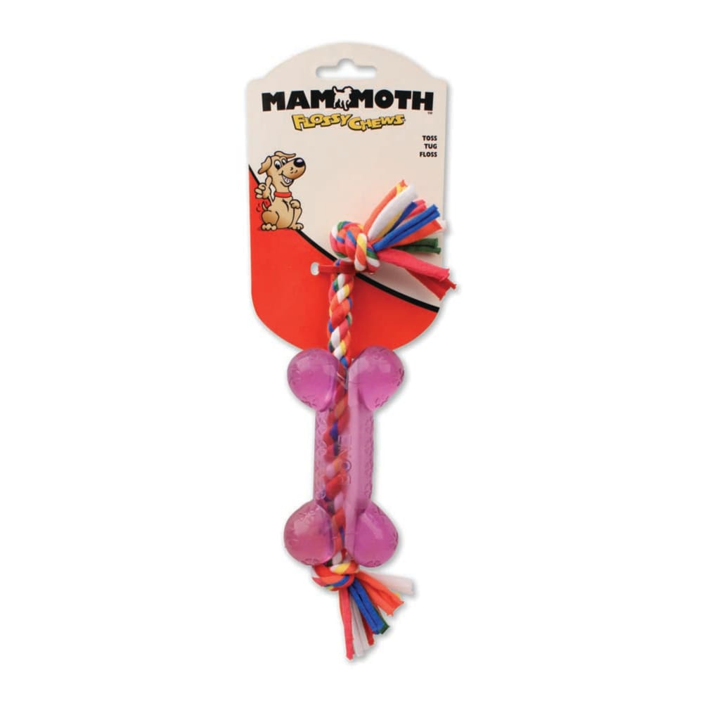 Mammoth Pet Products Cloth Dog Toy Rope w-TPR Bone Rope with Bone Assorted Small - Pet Supplies - Mammoth Pet