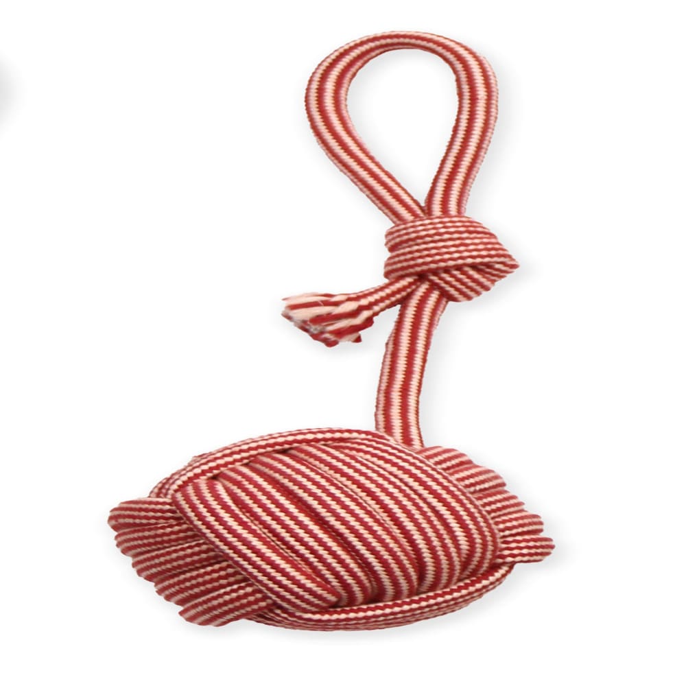 Mammoth Pet Products EXTRA Flossy Chew Monkey Fist Tug w-Loop Handle Dog Toy Red-White; 1ea-MD; 14 in - Pet Supplies - Mammoth Pet