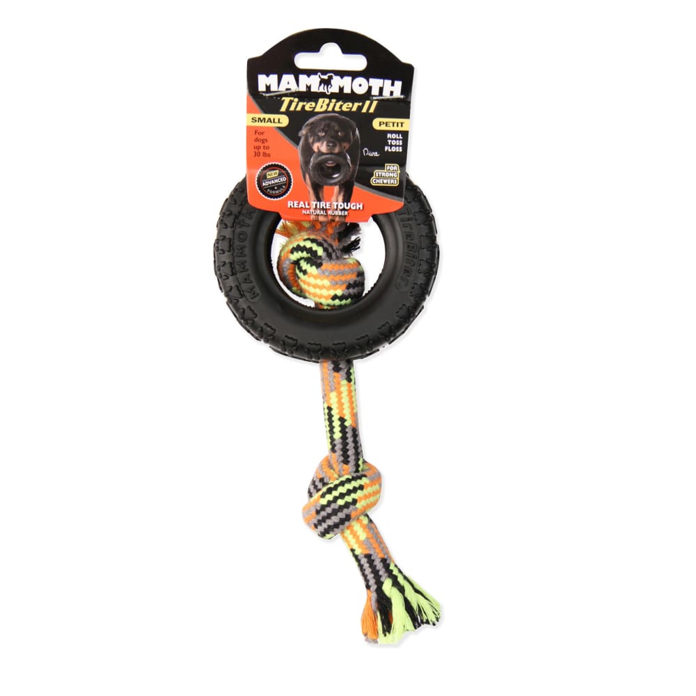 Mammoth Pet Products TireBiter II with Rope Dog Toy Rope with Tire Multi-Color 3.75 in Small - Pet Supplies - Mammoth Pet