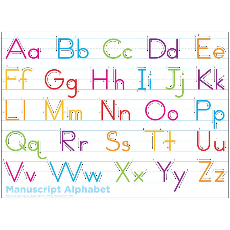 Manuscript Handwriting Postermat Pals Smart Poly Single Sided (Pack of 12) - Language Arts - Ashley Productions