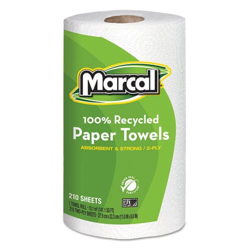 Marcal 100% Premium Recycled Kitchen Roll Towels 2-ply 11 X 5.5 White 140/roll 24 Rolls/carton - School Supplies - Marcal®