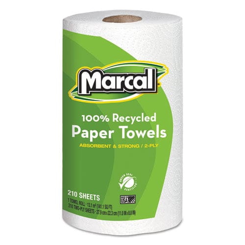 Marcal 100% Premium Recycled Kitchen Roll Towels 2-ply 11 X 8.8 White 210 Sheets 12 Rolls/carton - School Supplies - Marcal®