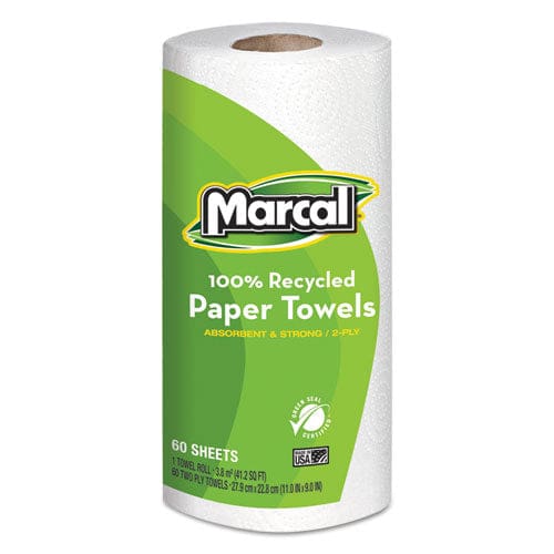 Marcal 100% Premium Recycled Kitchen Roll Towels 2-ply 11 X 9 White 60 Sheets 15 Rolls/carton - School Supplies - Marcal®