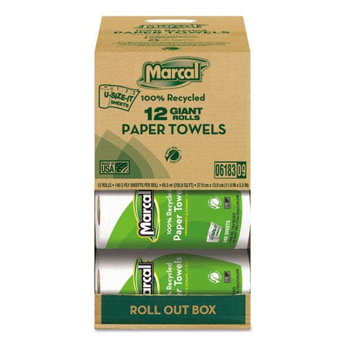 Marcal 100% Premium Recycled Kitchen Roll Towels 2-ply 11 X 9 White 60 Sheets 15 Rolls/carton - School Supplies - Marcal®