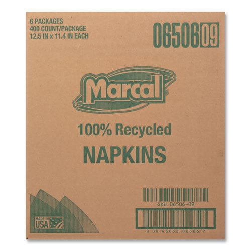 Marcal 100% Recycled Lunch Napkins 1-ply 11.4 X 12.5 White 400/pack - Food Service - Marcal®
