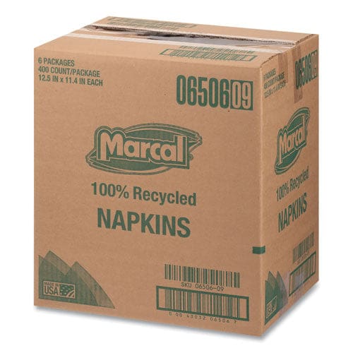 Marcal 100% Recycled Lunch Napkins 1-ply 11.4 X 12.5 White 400/pack - Food Service - Marcal®