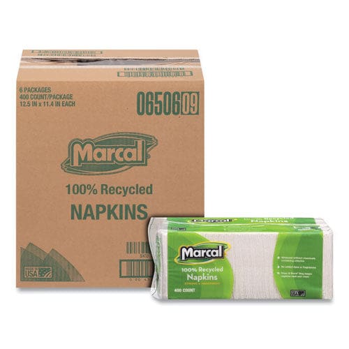 Marcal 100% Recycled Lunch Napkins 1-ply 11.4 X 12.5 White 400/pack - Food Service - Marcal®