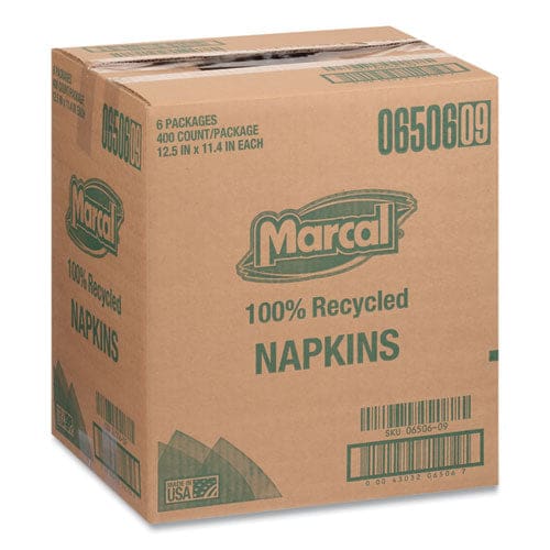 Marcal 100% Recycled Lunch Napkins 1-ply 11.4 X 12.5 White 400/pack - Food Service - Marcal®