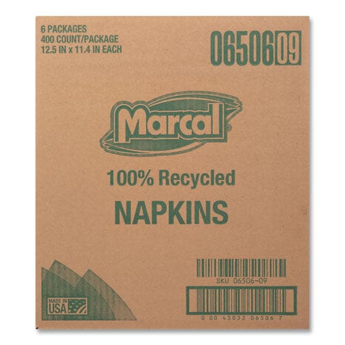 Marcal 100% Recycled Luncheon Napkins 11.4 X 12.5 White 400/pack 6pk/ct - Food Service - Marcal®