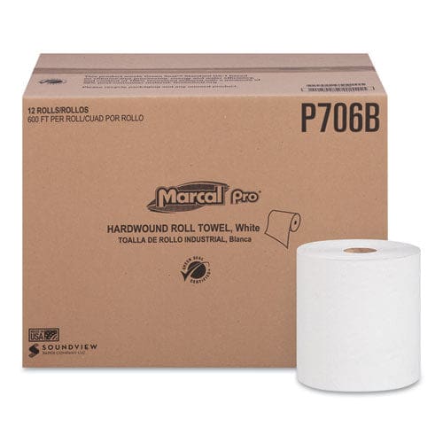 Marcal PRO Hardwound Roll Paper Towels 1-ply 7.88 X 600 Ft White 12 Rolls/carton - Janitorial & Sanitation - Marcal PRO™