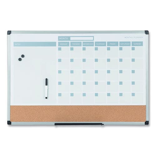 MasterVision 3-in-1 Calendar Planner 36 X 24 White Surface Silver Aluminum Frame - School Supplies - MasterVision®