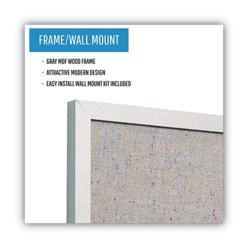 MasterVision Designer Fabric Bulletin Board 24 X 18 Gray Surface Gray Mdf Wood Frame - School Supplies - MasterVision®