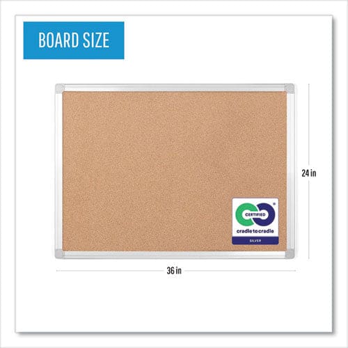 MasterVision Earth Cork Board 36 X 24 Natural Surface Silver Aluminum Frame - School Supplies - MasterVision®