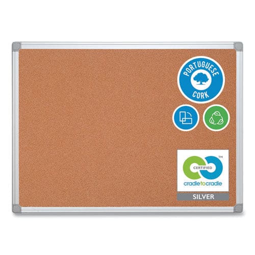 MasterVision Earth Cork Board 48 X 36 Natural Surface Silver Aluminum Frame - School Supplies - MasterVision®