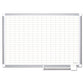 MasterVision Gridded Magnetic Porcelain Dry Erase Planning Board 1 X 2 Grid 72 X 48 White Surface Silver Aluminum Frame - School Supplies -