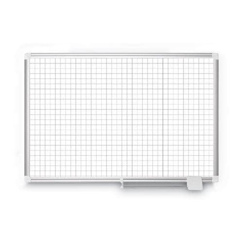 MasterVision Gridded Magnetic Steel Dry Erase Planning Board 1 Grid 72 X 48 White Surface Silver Aluminum Frame - School Supplies -