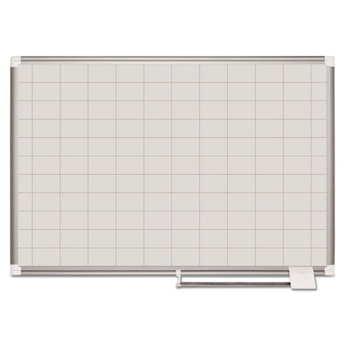 MasterVision Gridded Magnetic Steel Dry Erase Planning Board 2 X 3 Grid 48 X 36 White Surface Silver Aluminum Frame - School Supplies -