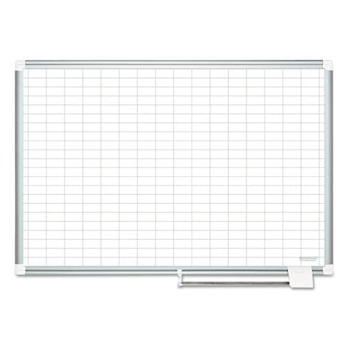 MasterVision Gridded Magnetic Steel Dry Erase Planning Board With Accessories 1 X 2 Grid 36 X 24 White Surface Silver Aluminum Frame -