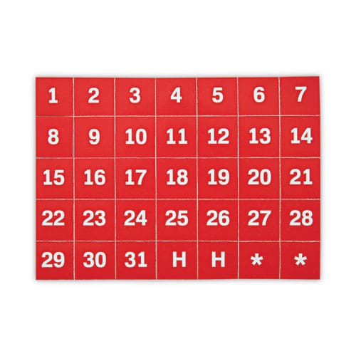 MasterVision Interchangeable Magnetic Board Accessories Calendar Dates Red/white 1 X 1 31 Pieces - School Supplies - MasterVision®