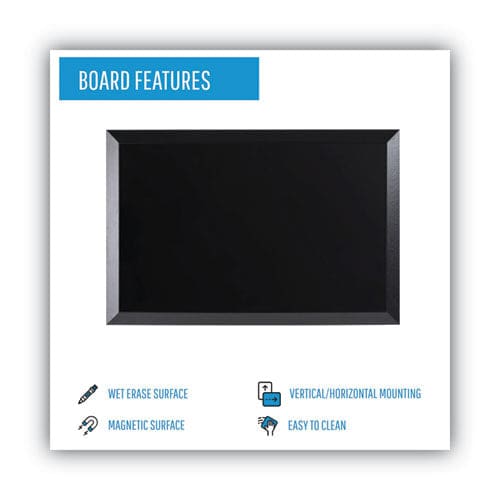 MasterVision Kamashi Wet-erase Board 36 X 24 Black Surface Black Wood Frame - School Supplies - MasterVision®