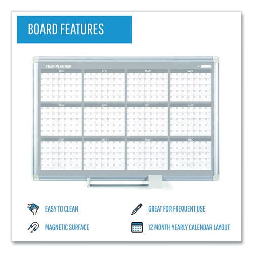 MasterVision Magnetic Dry Erase Calendar Board 12 Month 36 X 24 White Surface Silver Aluminum Frame - School Supplies - MasterVision®