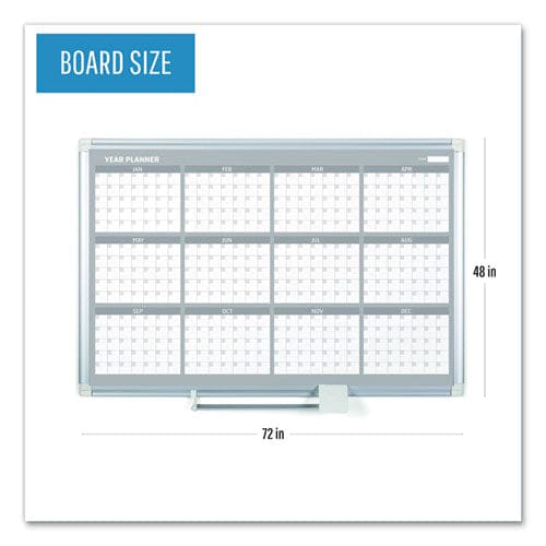 MasterVision Magnetic Dry Erase Calendar Board 12 Month 36 X 24 White Surface Silver Aluminum Frame - School Supplies - MasterVision®