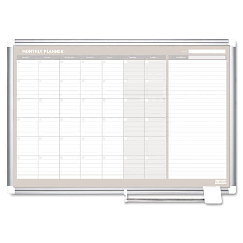 MasterVision Magnetic Dry Erase Calendar Board 12 Month 36 X 24 White Surface Silver Aluminum Frame - School Supplies - MasterVision®