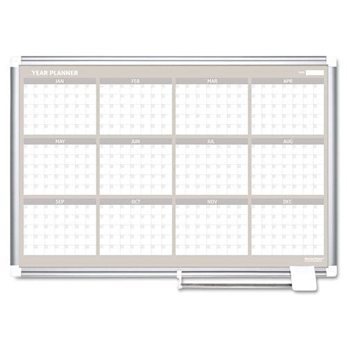 MasterVision Magnetic Dry Erase Calendar Board 12 Month 36 X 24 White Surface Silver Aluminum Frame - School Supplies - MasterVision®