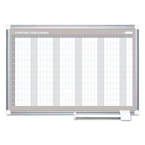 MasterVision Magnetic Dry Erase Calendar Board 12-month Calendar 48 X 36 White Surface Silver Aluminum Frame - School Supplies -