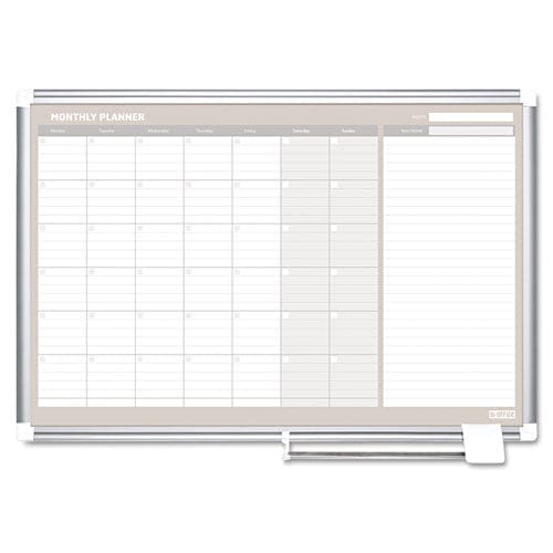 MasterVision Magnetic Dry Erase Calendar Board 12-month Calendar 48 X 36 White Surface Silver Aluminum Frame - School Supplies -