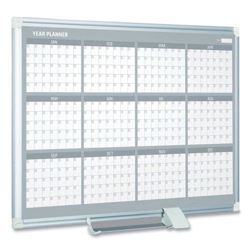 MasterVision Magnetic Dry Erase Calendar Board 12-month Calendar 48 X 36 White Surface Silver Aluminum Frame - School Supplies -