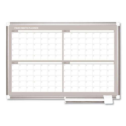 MasterVision Magnetic Dry Erase Calendar Board Four Month 36 X 24 White Surface Silver Aluminum Frame - School Supplies - MasterVision®