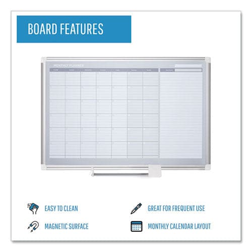 MasterVision Magnetic Dry Erase Calendar Board One Month 36 X 24 White Surface Silver Aluminum Frame - School Supplies - MasterVision®