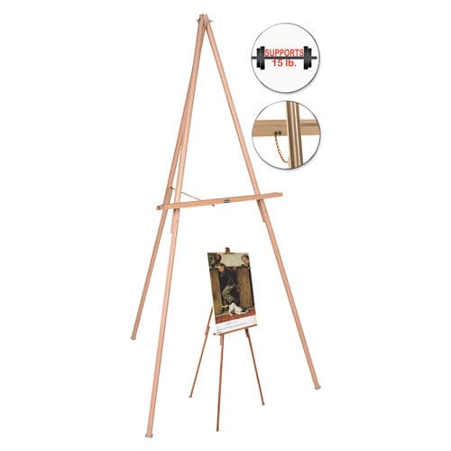 MasterVision Oak Display Tripod Easel 60 High Wood/brass - School Supplies - MasterVision®