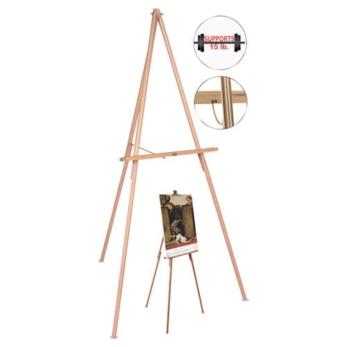 MasterVision Oak Display Tripod Easel 60 High Wood/brass - School Supplies - MasterVision®