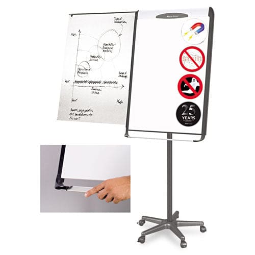 MasterVision Platinum Mobile Easel 29 X 41 White Surface Black Plastic Frame - School Supplies - MasterVision®