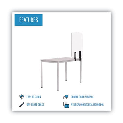 MasterVision Protector Series Frameless Glass Desktop Divider 55.1 X 0.16 X 35.4 Clear/aluminum - Furniture - MasterVision®