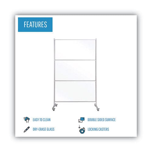 MasterVision Protector Series Mobile Glass Panel Divider 49 X 22 X 69 Clear/aluminum - Furniture - MasterVision®