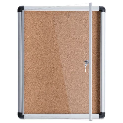 MasterVision Slim-line Enclosed Cork Bulletin Board One Door 28 X 38 Cork Surface Aluminum Frame - School Supplies - MasterVision®